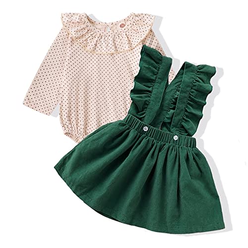 Kucnuzki Newborn Baby Girl Clothes Toddler Long Sleeve Ruffle Romper Top Infant Skirt Set Little Girl Overall Dress