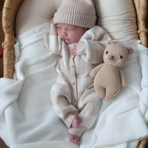 Gingham Knit Jumpsuit in Tan – Sweet June