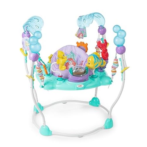 Bright Starts Disney The Little Mermaid Sea of Activities Baby Activity Jumper with Interactive Toys, Lights & Music with Disney Princess Ariel, 6-12 Months (Blue)