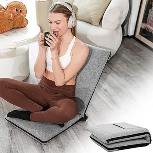 FASTMOMENT Floor Chair with Back Support Adjustable Meditation Chair with 14 Positions Portable Ground Seating for Adults Foldable Floor Seat for Meditation Yoga Reading (Thicker Sponge Version)