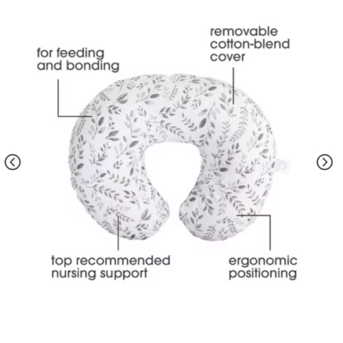 Boppy Nursing Pillow Original Support, Gray Taupe Leaves