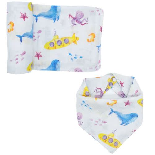 immispace | Premium Baby Swaddle & Bandana Bib Set - Undersea