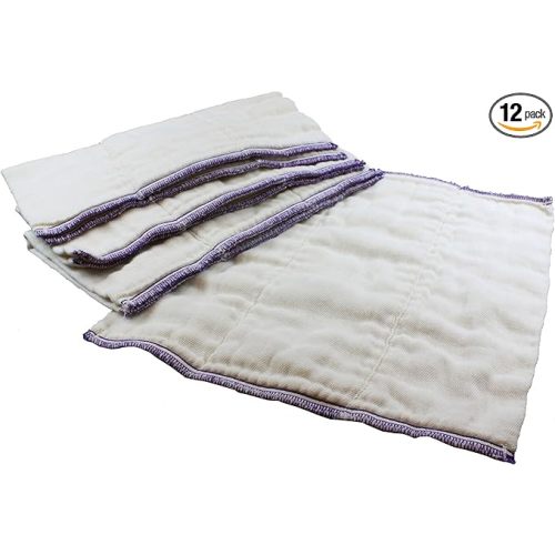 Size 1 - OsoCozy Better Fit Unbleached Prefold Cloth Diapers -100% Cotton, Gauze Weave, Sized for Tri Folding - Size 1 - (Infant 4x8x4 Fits 6-16 lb.) - 1 Dozen
