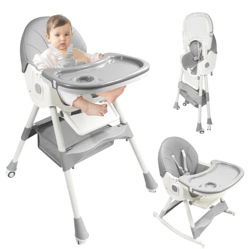 Baby High Chair,HighChairs for Babies and Toddlers with 360 Degree Rotatable Wheels,6 in 1/3 in 1 Foldable and Portable,Children's Highchair,Suitable for Babies of All Ages to Grow Up