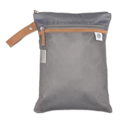 Parker Baby Cloth Diaper Wet Dry Bag - Waterproof Reusable Bag with Mesh Organizer and Zippered Pocket | Stylish, Machine-Washable, Convenient Handle for Diapers, Wet Clothes, Swimsuits - Gray
