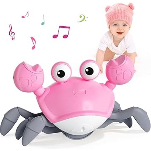 Baby Girl Toys Toddler Gifts: Tummy Time Crawling Crab Baby Toys 6 7 8 9 10 11 12 6-12 9-12 12-18 Months Infant Toddlers Age 1-2 Montessori Musical Toys 1 2 3 Year Old Girls 1st First Birthday Gift