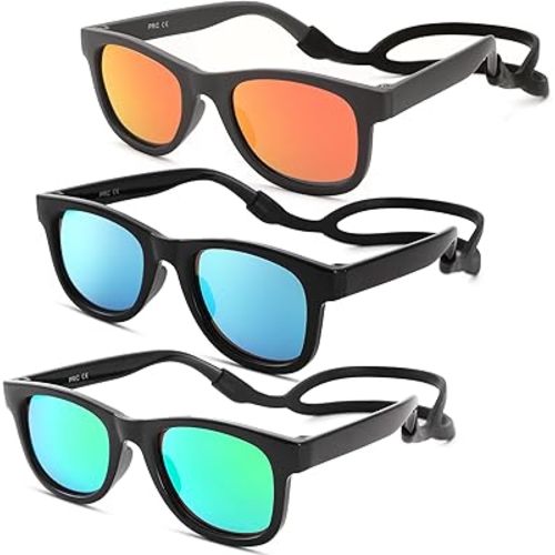 COASION Bendable Flexible Polarized Newborn Baby Sunglasses with Silicon Strap for Infant Boys Girls Age 0-12 Months CA9042
