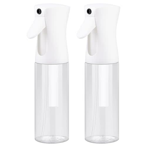 VIGOR PATH Continuous Spray Bottle with Ultra Fine Mist - Versatile Water Sprayer for Hair, Home Cleaning, Salons, Plants, Aromatherapy, and More - Empty Hair Spray Bottle (Clear - 10oz - 2pack)