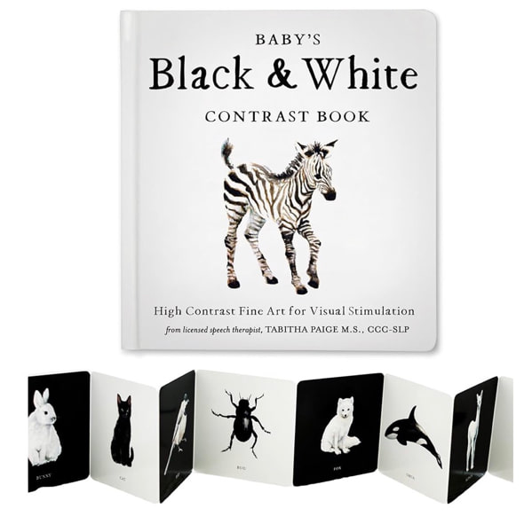 Baby's Black and White Contrast Book: High-Contrast Art for Visual Stimulation at Tummy Time (Tabitha Paige Children's Book Series)