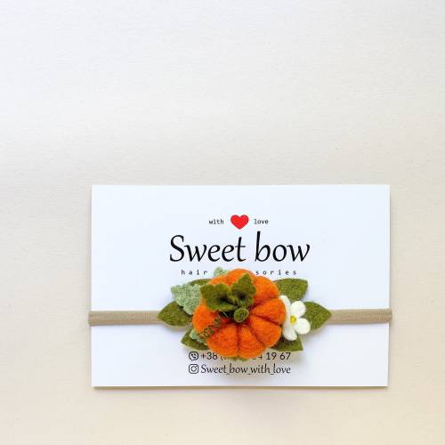 Orange Felt Pumpkin Baby Headband or Hair Clip
