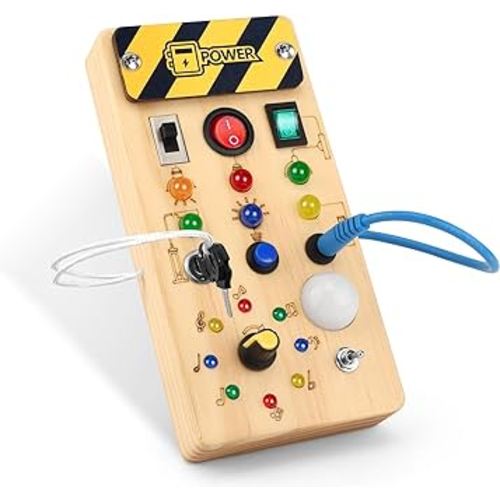 Montessori Busy Board,Montessori Toys for 1-3 Years Old,Baby Sensory Board,Preschool Learning Activities,Wooden Toys for Toddler,Christmas & Birthday Gift for Boys & Girls