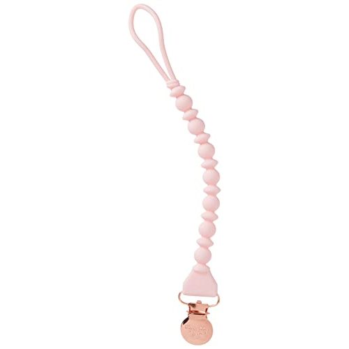 Itzy Ritzy Silicone Pacifier Clip; 100% Food Grade Silicone Pacifier Strap with Clip Keeps Pacifiers, Teethers & Small Toys in Place; Features One-Piece Design & Silicone Cord (Pink)