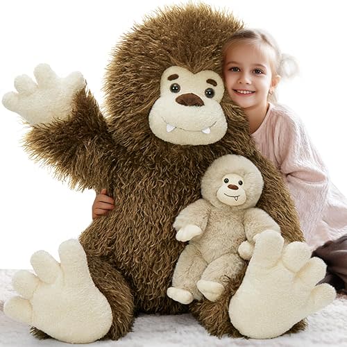 MorisMos Giant Bigfoot Stuffed Animal with Baby Cryptid Plush Duo