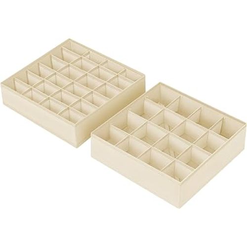 DIMJ Sock Organizer Drawer Organizer - Closet Organization and Storage, Underwear Drawer Organizer for Storing Socks, Handkerchiefs, Ties, Belts, Beige
