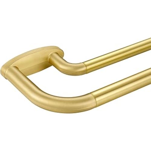 Double Curtain Rods Brass,Room Darkening Drapery Rod 72-144 Inches,Adjustable 3/4 Inches Front and 5/8 Inches Back Quality Metal Rod for Window,Wrap Around Design