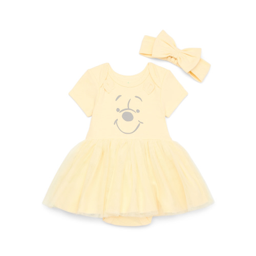 Disney Baby Wishes + Dreams Character Infant Baby Dress and Bow Headband Set, 2-Piece, Sizes Newborn-12 Months