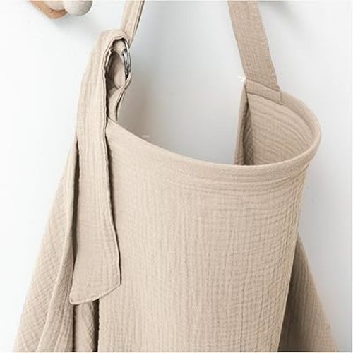 Muslin Nursing Covers for Breastfeeding, Privacy Breast Feeding Cover with Arch Neckline for Mom and Baby, Breathable 100% Cotton Nursing Apron Multi-use Stroller Cover