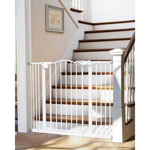 Innotruth 29-39.6" Baby Gate for Pets, Auto Close Both Sides Dog Gate with One-Hand Opening, 30" Tall Safety Gates for Stairs, Hallways, Bedrooms, Wall Pressure Mount No Drill, White