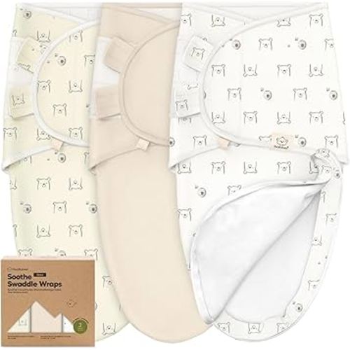 Baby Swaddle Sleep Sacks with Zipper - 3-Pack Swaddles for Newborns 0-3 Months, Infant, Baby Girls, Boys, Soft & Durable Newborn Sleep Sack, Easy Diaper Change Swaddling Blanket (Bumble Bear)