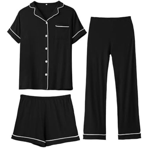 Rnxrbb 3 PCS Women Maternity Pajamas Set Nursing Postpartum Breastfeeding Pjs Sleepwear Lounger Clothes Button Down