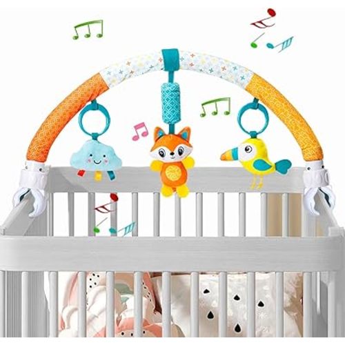 Pau1Hami1ton Baby Stroller Arch Toys, Car Seat Toys,Bouncer Toy Bar/Mobile for Bassinet,Adjustable Baby Hanging Toys Fit for Crib Bed,Stroller,Car Seat,Baby Gifts.S-19(Fox)
