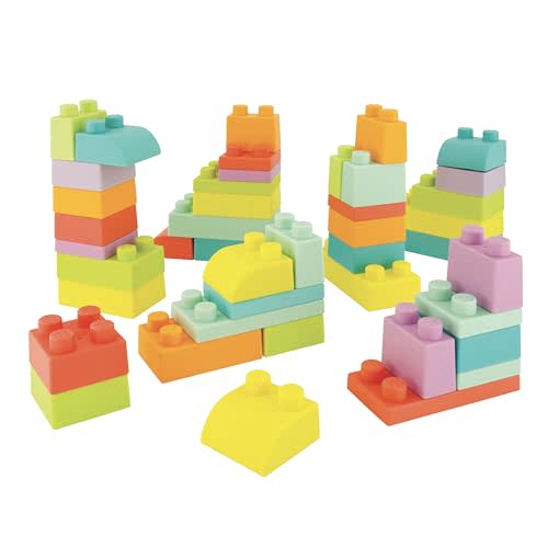 Infantino Super Soft 1st Building Blocks Jumbo Playset – Soft Blocks for Babies and Toddlers, Perfect for Stacking, Squishing, and Imaginative Play, 43-Piece Set