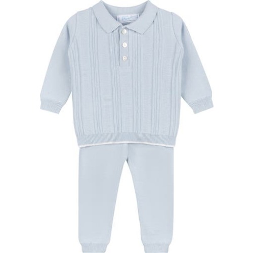 Vertical Rib Cotton Sweater & Pants Set, 3M