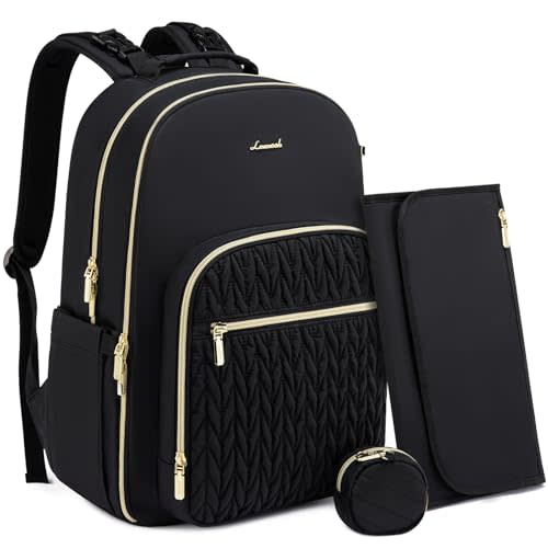 LOVEVOOK Diaper Bag - Stylish Baby Backpack with Changing Pad, Large Travel Waterproof Nappy Changing Bag with Stroller Straps, Insulated Pockets for Mom Dad - Unisex, Black