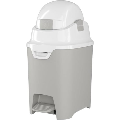 Foundations Mini Hands-Free Diaper Pail with Airtight Lid - Durable & Odorless Diaper Disposal, Large Capacity, Holds up to 30 Newborn Diapers, Refill with Any Bags - Gray