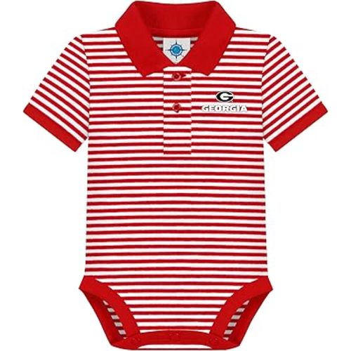 Creative Knitwear College Baby Striped Polo Bodysuit - Team Logo, Multiple Colors, for Boys & Girls (0-12 Months)