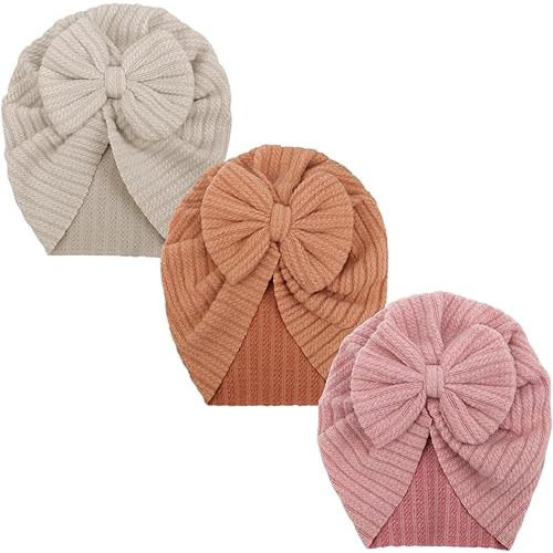 Newborn Baby Girls Hats Infant Turban Hats with Big Bow Beanie Toddler Cap Newborn Hospital Hats for Baby Girls Kids