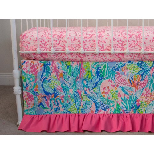 Crib Skirt, Fitted Sheet, Nursery Décor, Changing Pad Cover, Blanket, Valance -Mermaid Cove Nursery