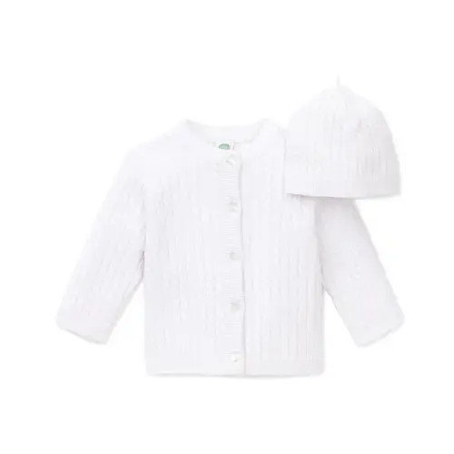 White Cable Sweater and Hat