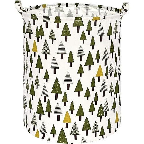 19.7 Inch Tree Pattern Round Laundry Clothes Hamper Dino Laundry Basket with Handles,Baby Toys Storage Organizer Bins Kids Laundry Gift Basket for Boys and Girls Room, Bedroom Decor