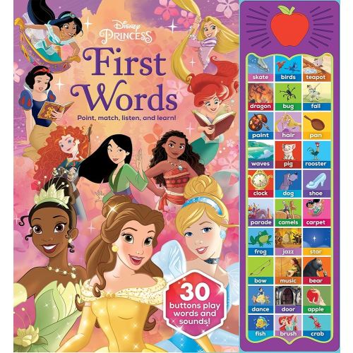 Disney Princess Cinderella, Moana, Rapunzel, and More! - First Words: Point, Match, Listen, and Learn! 30-Button Sound Book - PI Kids (Play-A-Sound)