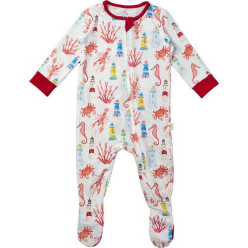 Double Zip Footed One Piece PJ, Montauk Sea - Moon Breeze Mercantile | Maisonette
