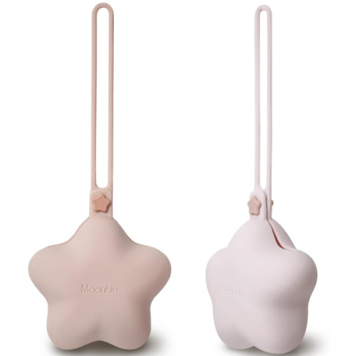 Moonkie Silicone Pacifier Holder Case, Cute Portable Pacifier Storage Case, 2 Pack