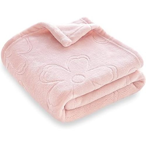 BORITAR Baby Blanket for Girls Ultra Soft Cozy Fleece Baby Blankets, Warm and Lightweight Toddler Blanket with Elegant Floral Printed for Bed Stroller Crib Travel, 30x40 Inch, Pink