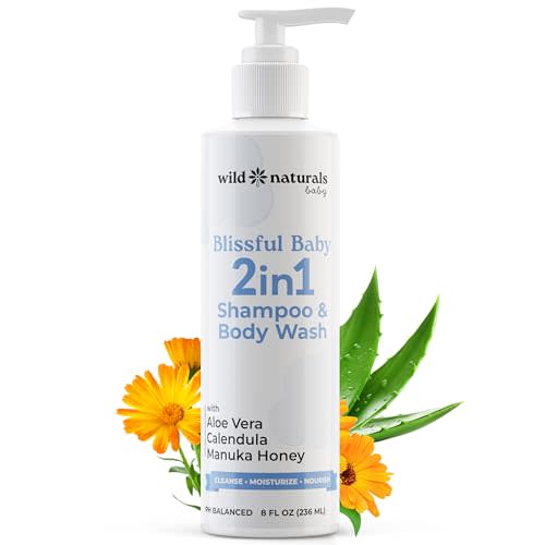 Wild Naturals Baby Shampoo and Body Wash - Hypoallergenic Kids Shampoo and Organic Baby Wash - Gentle and Moisturizing Baby Soap and Shampoo - Natural Kids Body Wash for Sensitive Skin