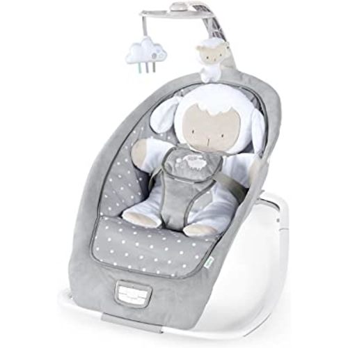 Ingenuity 2-in-1 Lightweight Infant to Toddler Rocker and Baby Bouncer - Tummy Time Mat, Vibrations & Sounds, 0-30 Months Up to 40 lbs (Cuddle Lamb)
