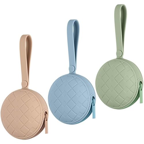 Silicone Pacifier Holder Case, Pack of 3 Baby Silicone Pacifier Holder for Boys & Girls, Portable Silicone Pacifier Container Case (Color 1)