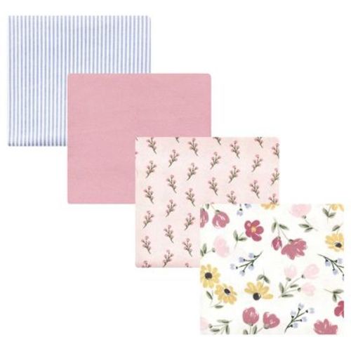 Hudson Baby Infant Girl Cotton Rich Flannel Receiving Blankets, Soft Painted Floral, One Size