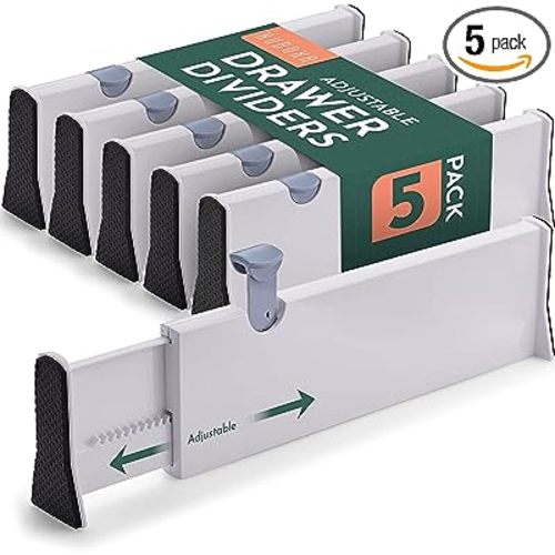 Adjustable Tall Drawer Dividers, Small, 5 Pack