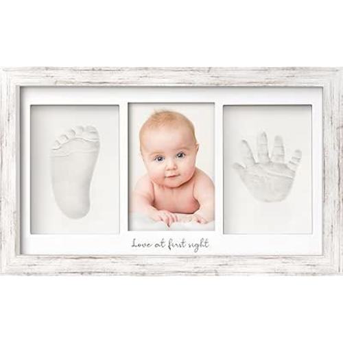Baby Hand and Footprint Kit - Baby Footprint Kit, Newborn Keepsake Frame, Baby Handprint Kit, Personalized Baby Gifts, Nursery Decor, Baby Shower Gifts for Girls Boys(Vintage White)