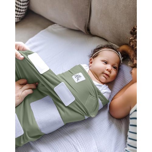 The Ollie Swaddle – Sleep Swaddle for Babies | Breathable, Moisture-Wicking Fabric to Prevent Overheating | Adjustable Fit (Olive, One Size)