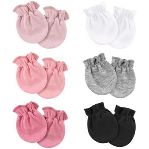 6 Pairs Newborn Baby Mittens No Scratch Elastic Wrist Gloves Soft Infant Baby Mittens for Newborn Baby Boy Girl