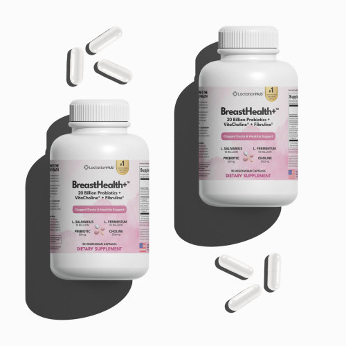 BreastHealth+ Pregnancy & Breastfeeding Probiotic with Choline and Prebiotics for Clogged Ducts & Mastitis