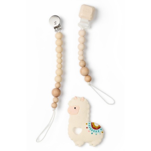 Silicone Teether & Pacifier Clips Set