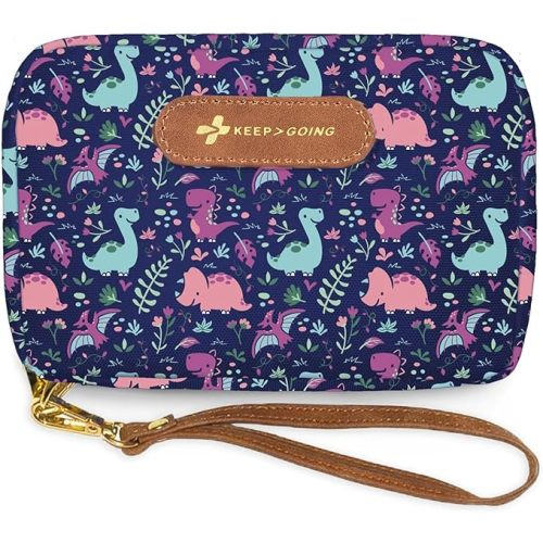 KeepGoing Travel First Aid Kit for Kids – 130 Pc. Small First Aid Kit for Car, Home, Purse, Diaper Bag & Backpack with Latex-Free Bandages - Mini First Aid Kit Travel Size TSA-Approved - PinkDino