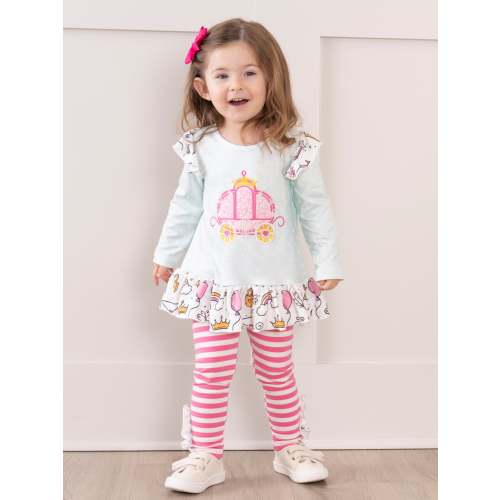 Pink & Light Blue Princess Carriage Ruffle Outfit